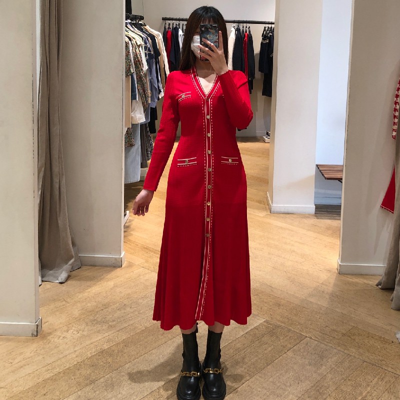 sandro22春夏中国花边排扣长款