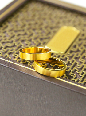 钛钢不褪色平安无事情侣素戒