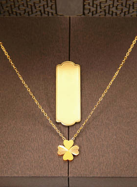 钛钢不褪色四叶草锁骨链送礼