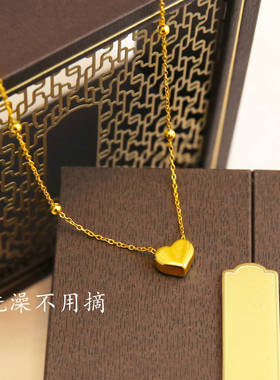 不褪色可水洗钛钢爱心锁骨链女