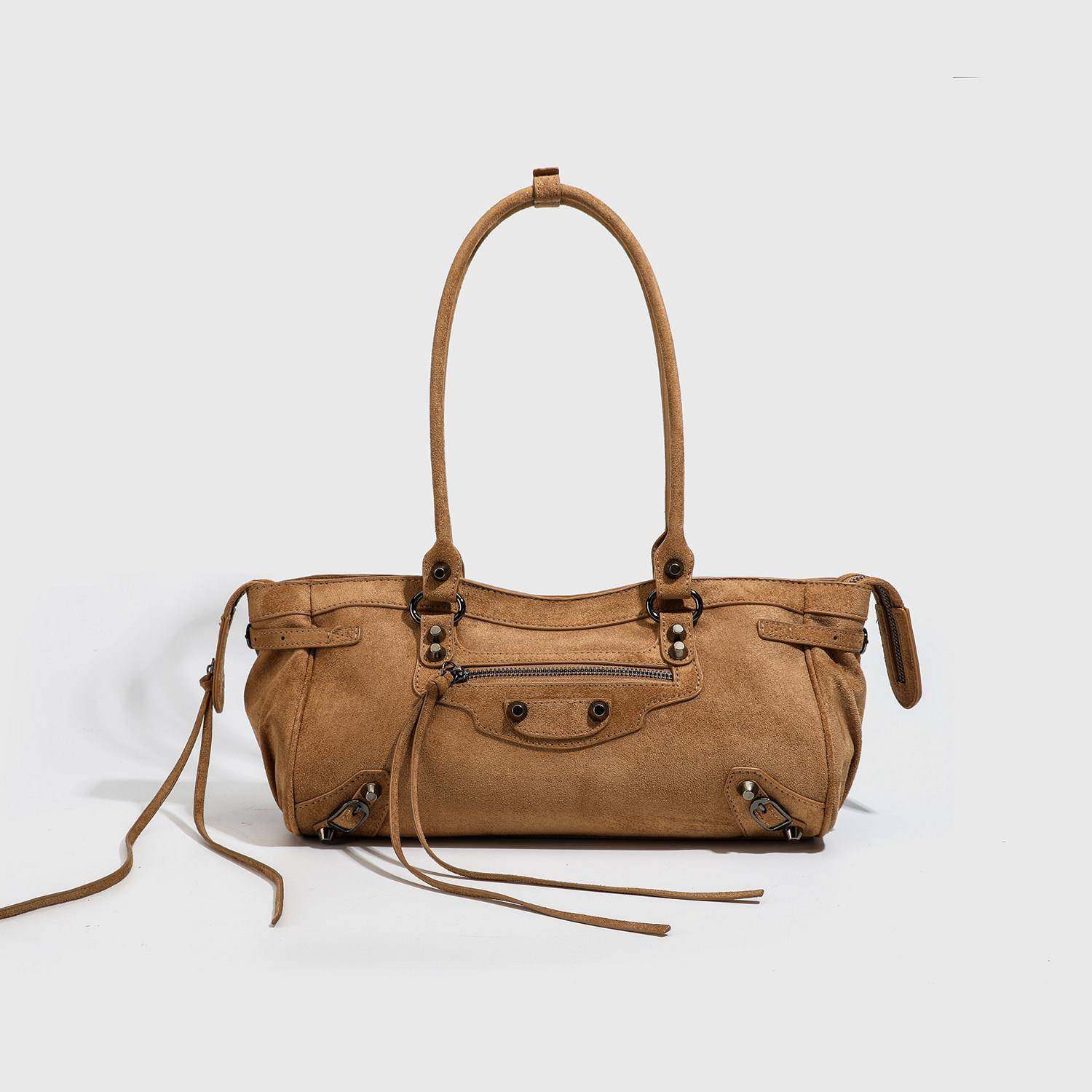 天锚国际麂皮绒机车腋下包包女秋冬百搭法棍包覆古铆钉手提单肩包,箱包皮具/热销女包/男包,腋下包,淘宝优惠券,粉丝福利购,淘宝优惠卷