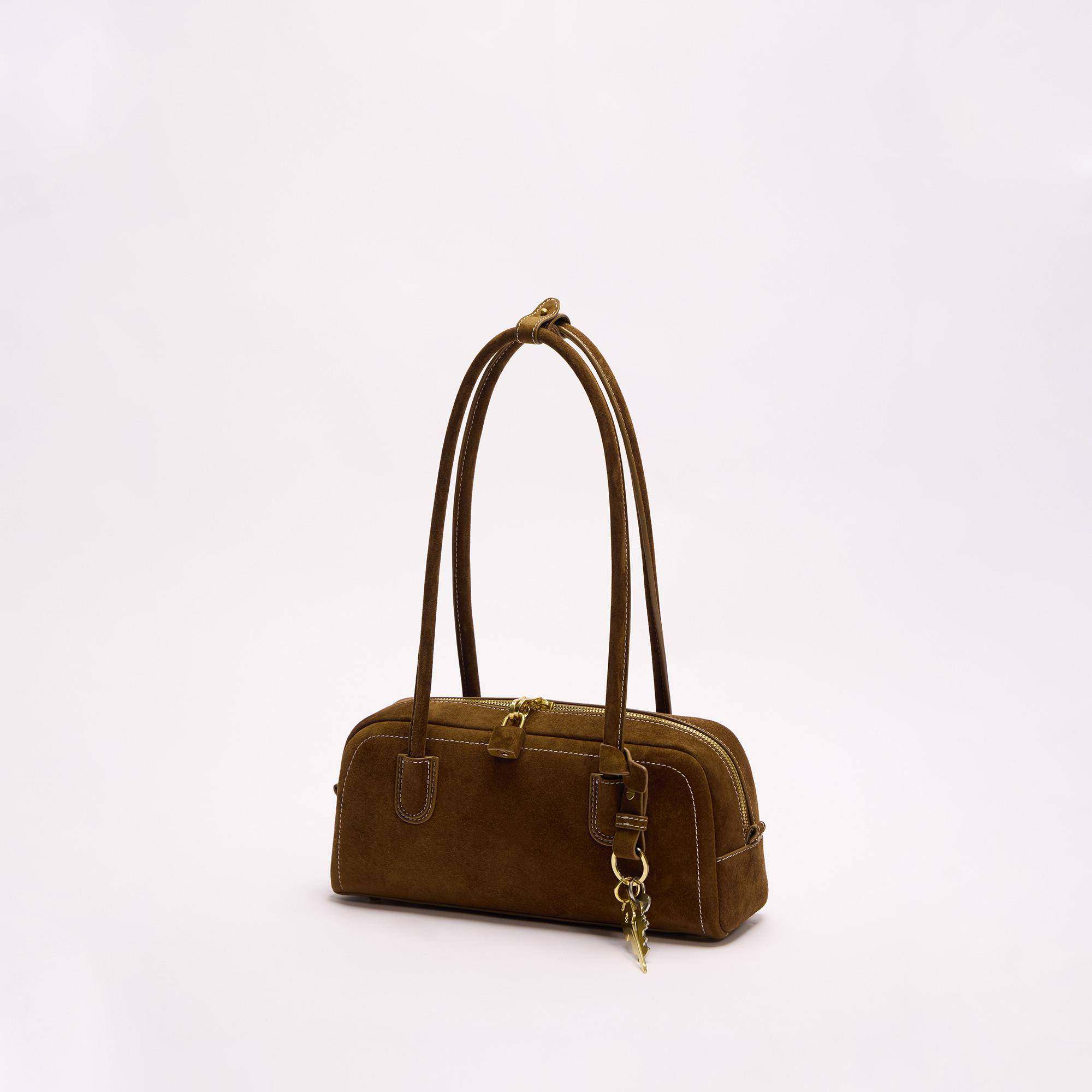 天锚国际绒面长形波士顿包女2026春季新款韩系通勤手提单肩腋下包,箱包皮具/热销女包/男包,腋下包,淘宝优惠券,粉丝福利购,淘宝优惠卷