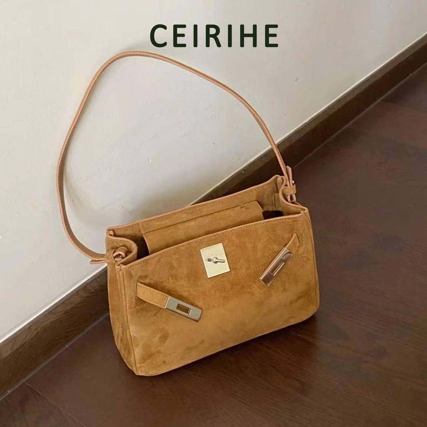 天锚国际秋冬百搭麂皮绒腋下包包女2026新款覆古凯莉包单肩斜挎包,箱包皮具/热销女包/男包,腋下包,淘宝优惠券,粉丝福利购,淘宝优惠卷