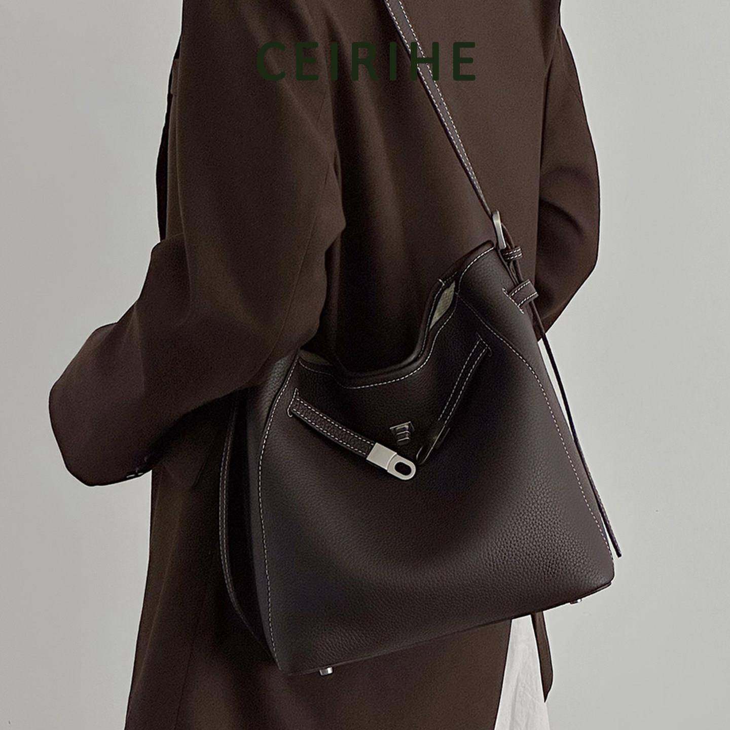 天锚国际牛皮凯莉包女2026新款单肩斜挎水桶包休闲大容量托特包包,箱包皮具/热销女包/男包,托特包,淘宝优惠券,粉丝福利购,淘宝优惠卷