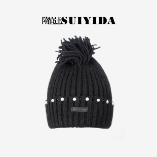 设计2026新款 黑马针织帽羊毛混纺毛线冷帽保暖时尚 隋宜达SUIYIDA