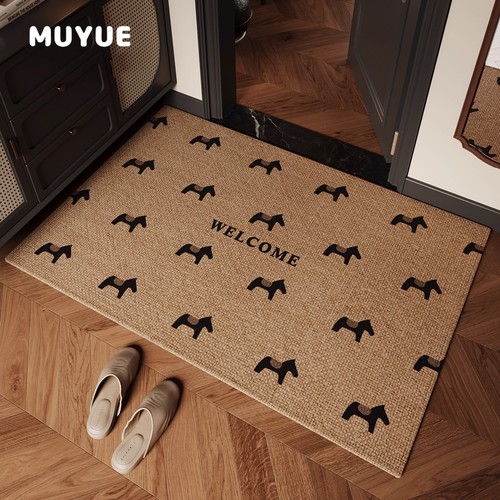 中式轻奢入户门地垫高级感大门口防滑脚垫耐脏除尘玄关可裁剪地毯