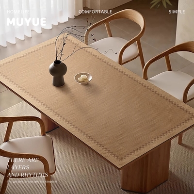 中式简约原木风餐桌垫防水防油皮革桌布免洗隔热茶几垫桌面保护垫