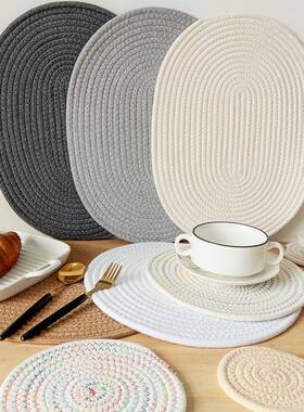 Cotton Thread Insulation Placemat Woven Anti-Scalding Coaste