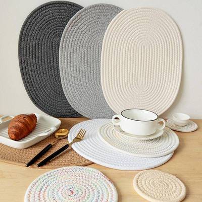 Cotton Thread Insulation Placemat Woven Anti-Scalding Coaste