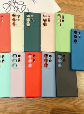 适用SAMSUNG GALAXY三星S24 S23 S22 M55精孔纯色直边A72 a53保护套s25魔方液态A55硅胶全包手机壳CASE COVER