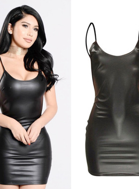 High stretch open back dress sling bag hip leather skirt2021