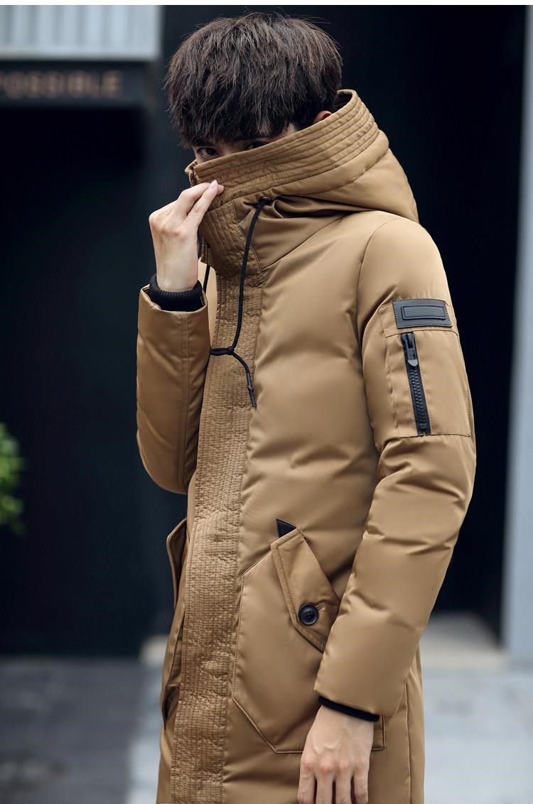 MEN WINTER WARM DOWN COAT MALE LONG THICK HOODED DOWN JACKET