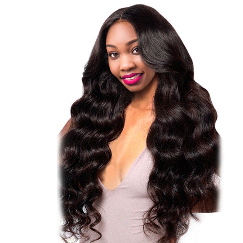 Black wig lady African fashion bangs long curly hair wigs