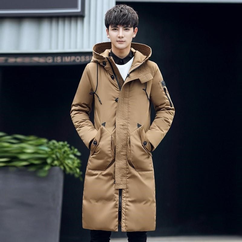 MEN WINTER WARM DOWN COAT MALE LONG THICK HOODED DOWN JACKET
