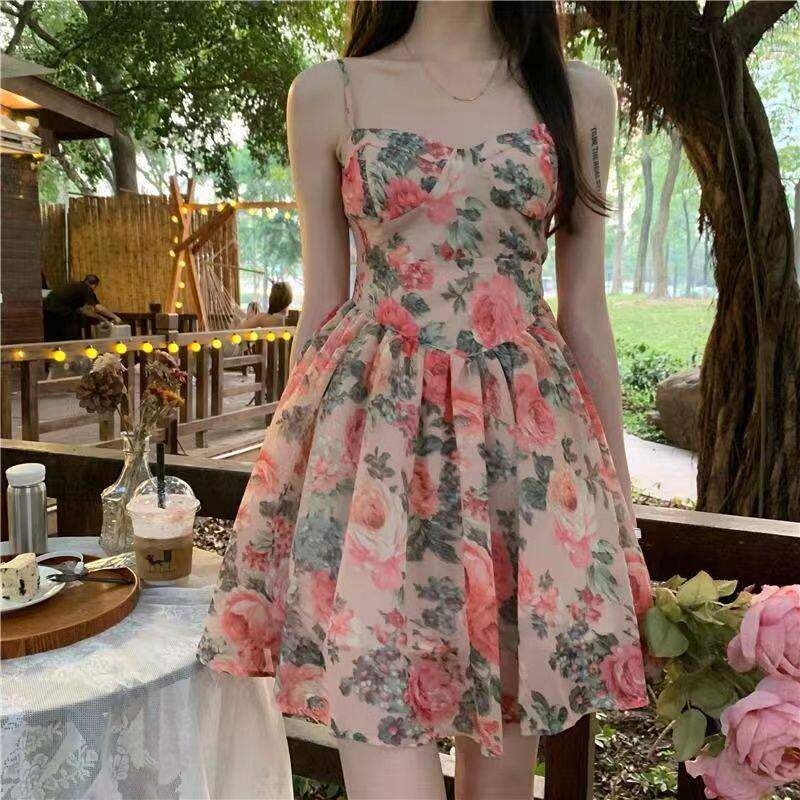 2025summer women sexy strap floral dress ladies mini dresses
