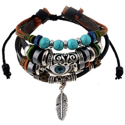 手链Retro Bracelet Men Wristband Beads bangles Women Jewelry