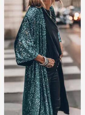 Fashion casual coat woman 时尚休闲派对亮片开衫外套女装