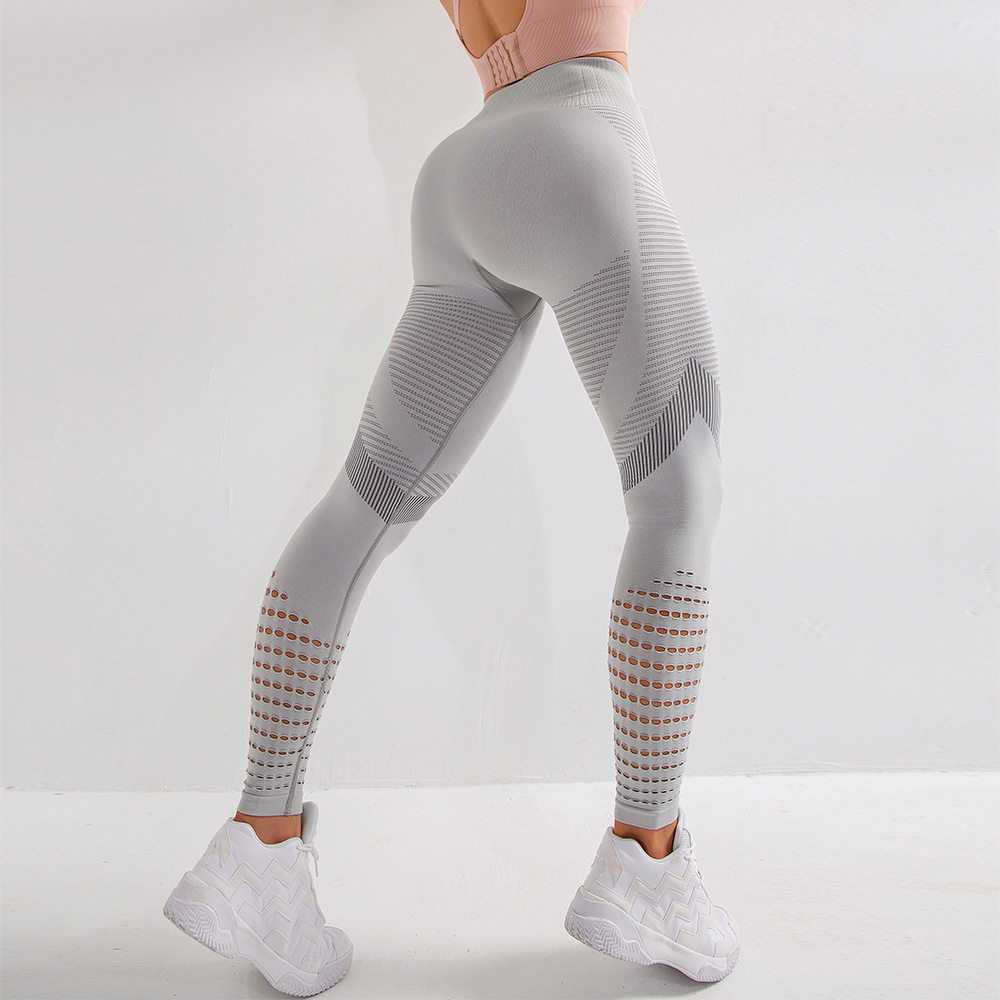 Hollow Printed Workout Pants Push Up Slim Elasticity  2021