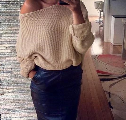 Knitwear Women's fashion off shouler blouse Shirt女针织毛衫