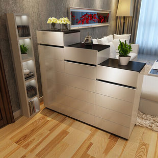 莹莱居简约现代鞋柜烤漆组合高低鞋柜双面钢琴玄关隔断门厅柜鞋柜