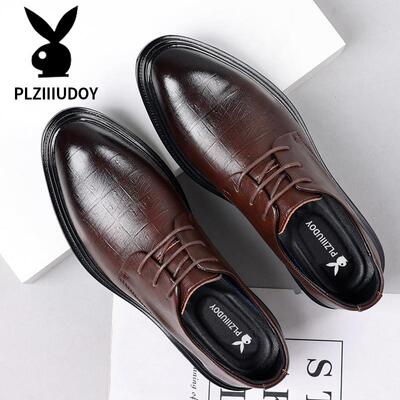 皮鞋男款春季新款休闲皮鞋商务正装工作鞋内增高尖头结婚新郎鞋