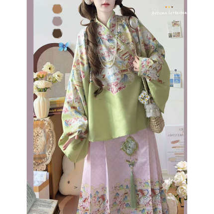 唐韵轻衫铺【永昌】明制国风汉服女通袖提花交领上袄多色马面裙