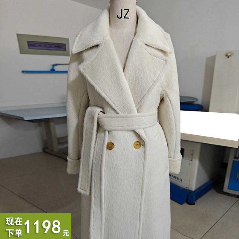 苏丽奢品皮草级加厚高端带里衬白色黑色大衣超保暖毛呢外套女