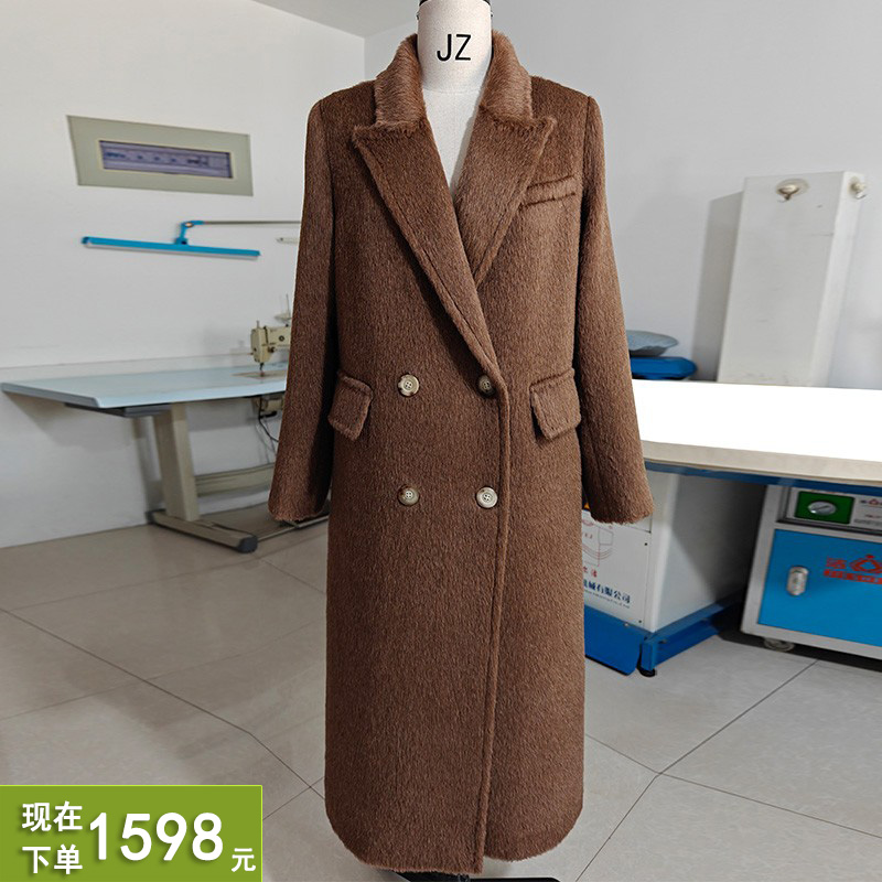 镇店秘鲁进口A级苏丽长毛羊驼皮草级长款大衣加厚保暖毛呢外套女