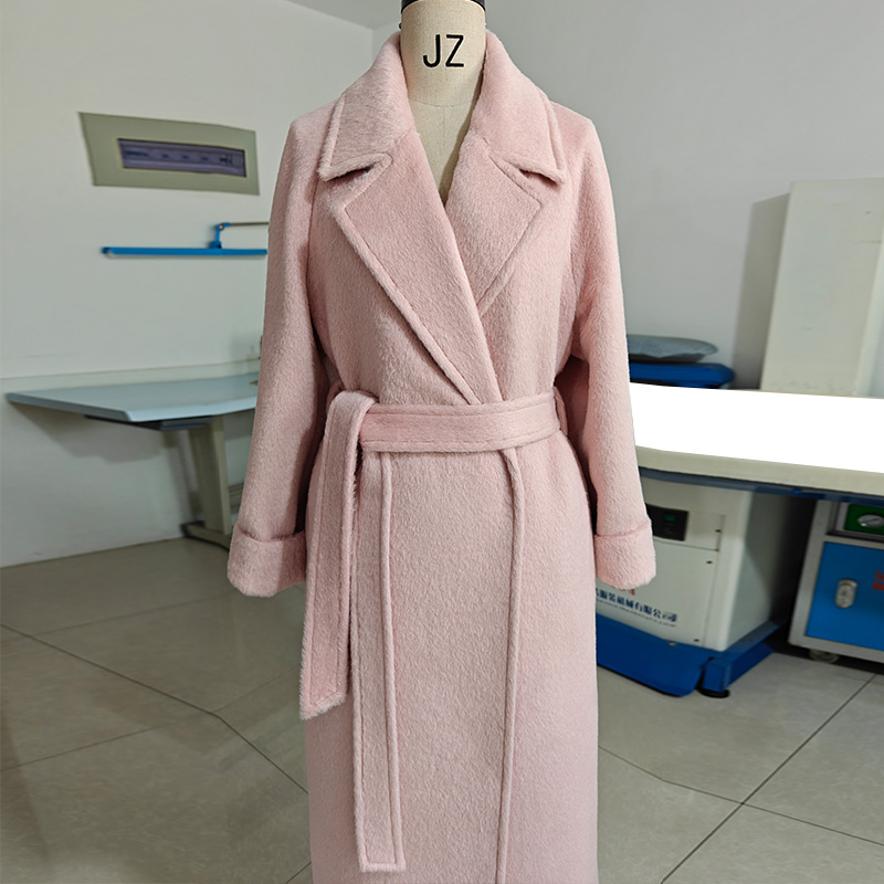 加厚羊驼绒阿尔巴卡高端带里衬白色黑色长款大衣超保暖毛呢外套女