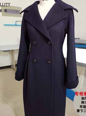 加厚保暖羊驼绒阿尔巴卡黑色藏青色明星同款双面羊绒大衣女冬新款