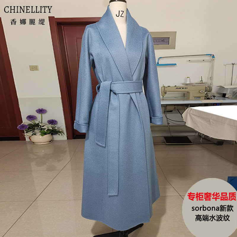 双面羊绒大衣高端红色蓝色黑翻