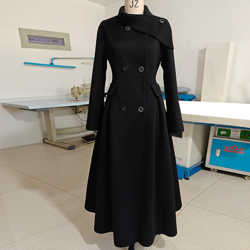 羊驼绒加厚伞摆冬季高端灰白色黑长款双面羊绒大衣保暖毛呢外套女,女装/女士精品,毛呢外套,淘宝优惠券,粉丝福利购,淘宝优惠卷