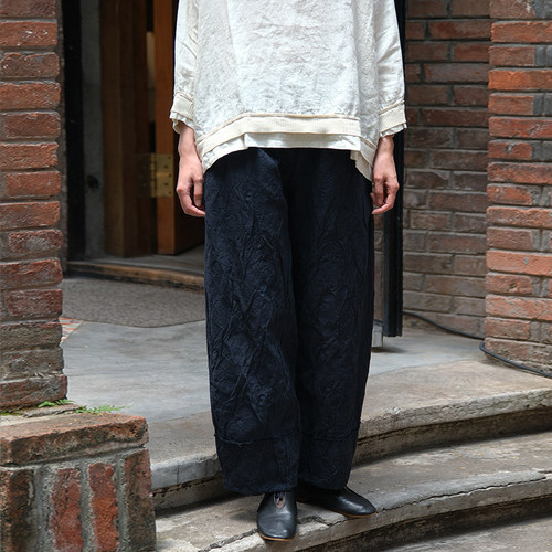 【SALE】AEQUAMENTE PE25112-3 松紧腰褶皱休闲长裤女