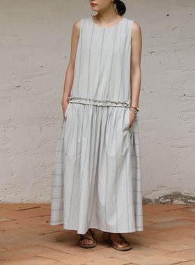 inLESS｜Sejour Vol.06 条纹无袖连衣裙女背心长裙