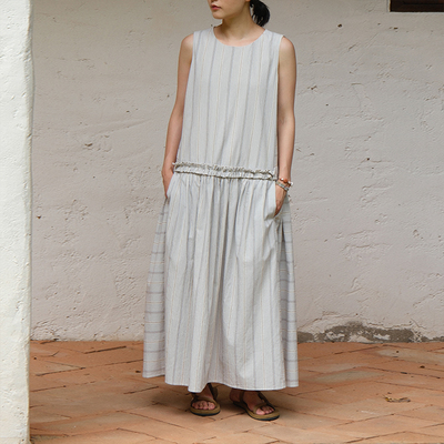 inLESS｜Sejour Vol.06 条纹无袖连衣裙女背心长裙