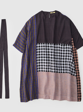 inLESS | AODRESS no.11 boat neck striped patchwork拼接连衣裙