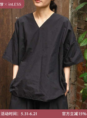 inLESS丨SCHA 1889 V-Back Short Sleeve Volume 纯棉短袖上衣