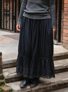 inLESS | GASA Nichinichiyaya Gathered lace纯棉褶皱蕾丝长裤女