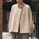 BOBOUTIC LIGHT and inLESS DARK 骆驼毛真丝双排扣夹克外套女