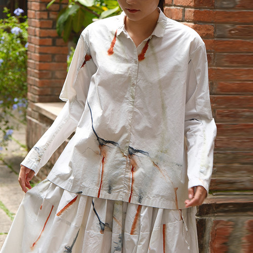 【SALE】Manuelle Guibal 6937 SHIRT WAC 纯棉印花衬衫上衣女