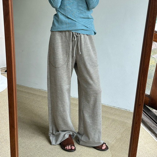 inLESS丨BY BASICS 3008 w/pockets & string 羊毛直筒休闲长裤女