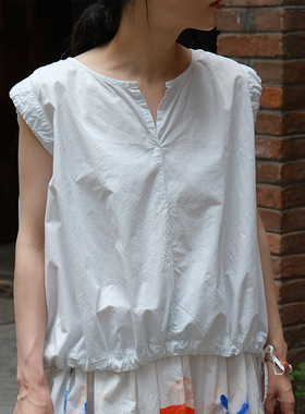 inLESS丨Manuelle Guibal 6769 抽绳收腰纯棉背心上衣女