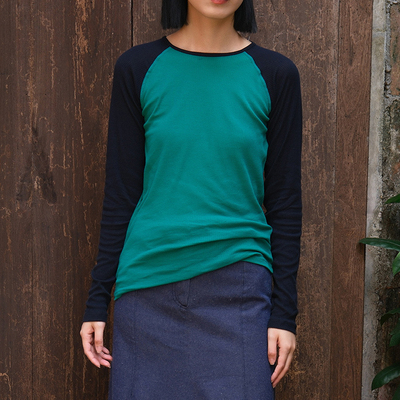 【SALE】Baserange GENE LONG SLEEVE 圆领拼色长袖上衣撞色T恤女