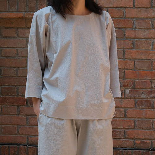 【SALE】muku cuffed hems 肌理感直筒休闲裤宽松圆领衬衫上衣女