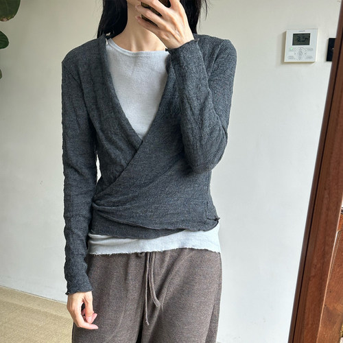 inLESS丨BY BASICS 8502 wrap over l/s 羊毛长袖上衣