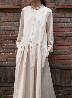 inLESS丨Apuntob P1982/TS898 府绸棉花边领连衣裙长袖长裙女