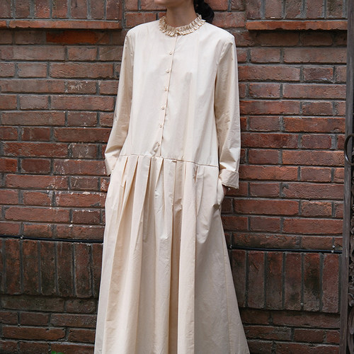 【SALE】Apuntob P1982/TS898 府绸棉花边领连衣裙长袖长裙女