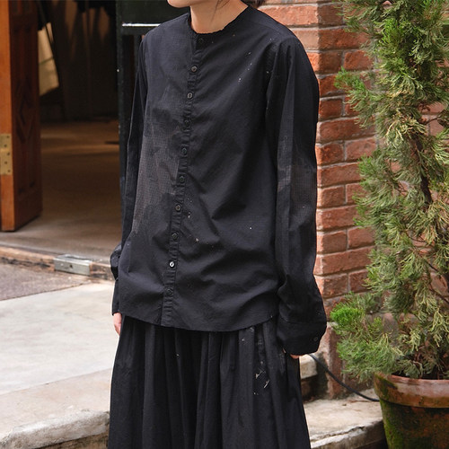 【SALE】PAS DE CALAIS 格纹圆领衬衫上衣女