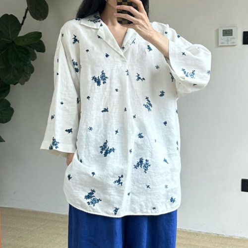 inLESS丨QUITAN MARINIÈRE BLOUSE 日本亚麻衬衫上衣女