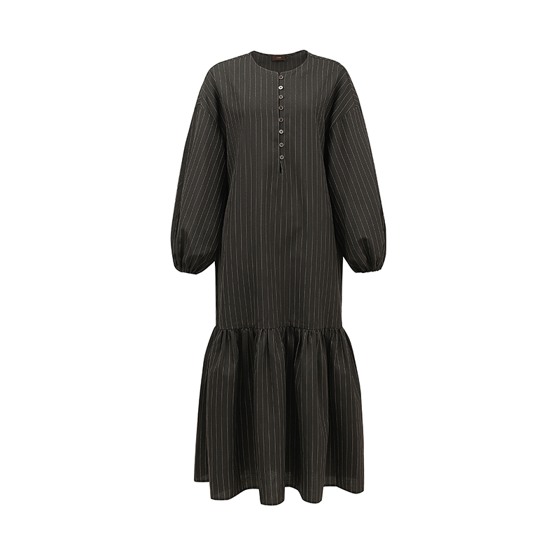 inLESS | ii sense 核桃羊毛宽松裙早秋长袖连衣裙女